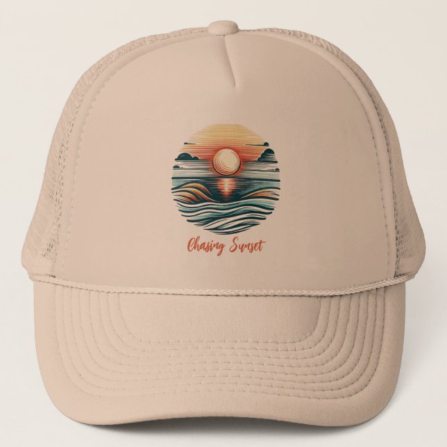 Golden Hour: Chasing Sunset Trucker Hat (Front)