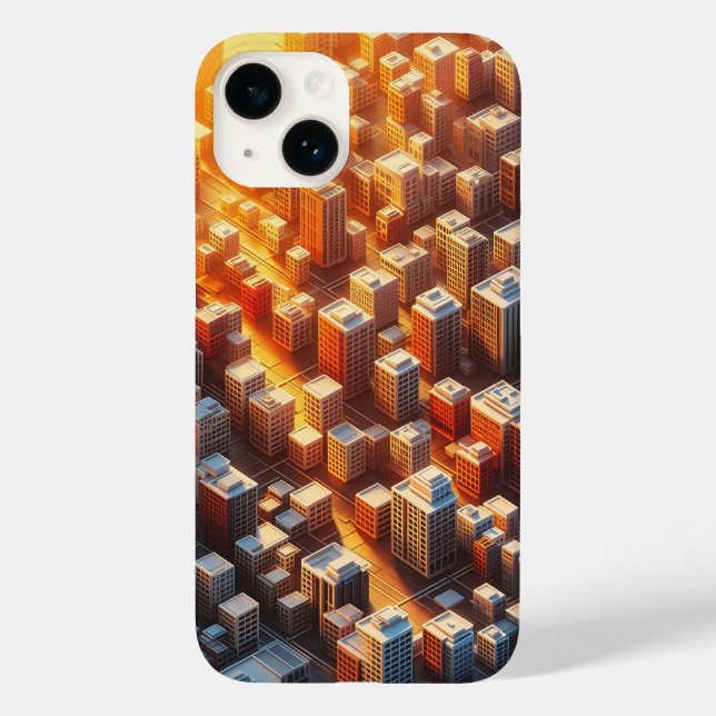 Golden Hour Cityscape Phone Case - Isometric 3D  (Back)