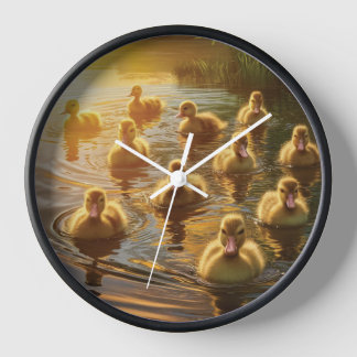Golden Hour Ducklings Clock