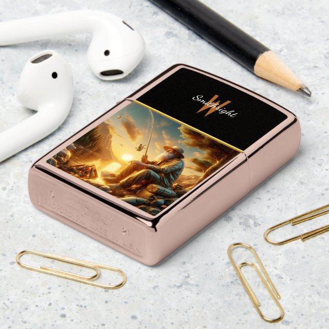 Golden Hour Fishing Zippo Lighter (On Table 2)