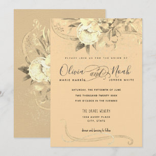 Golden Hour Floral Calligraphy Watercolor Invitation