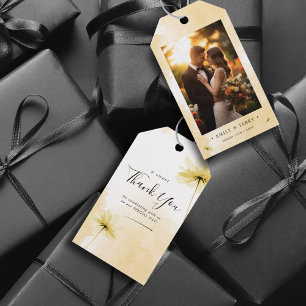 Golden Hour Grace Photo & Floral Wedding Thank You Gift Tags