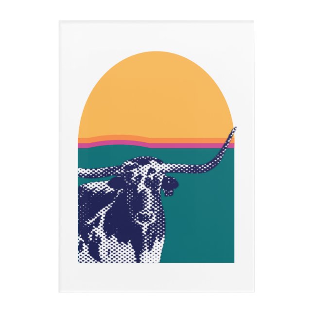 Golden Hour Longhorn  Acrylic Print (Front)