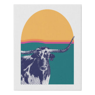 Golden Hour Longhorn Faux Canvas Print