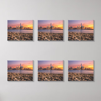Golden Hour New York Skyline Multiple Panel Canvas Photo Tile