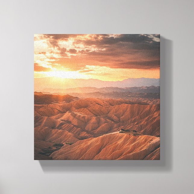 Golden Hour Over the Rugged Terrain Canvas Print (Front)