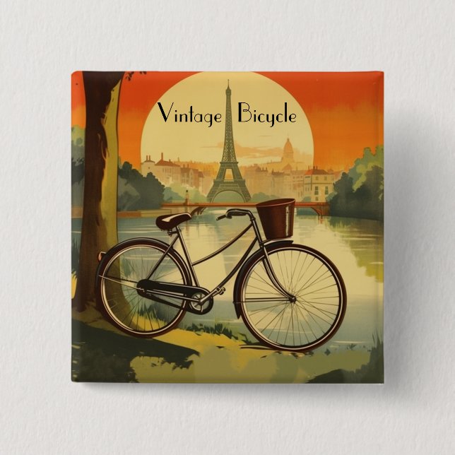 Golden Hour Parisian Cycle - Custom Button (Front)