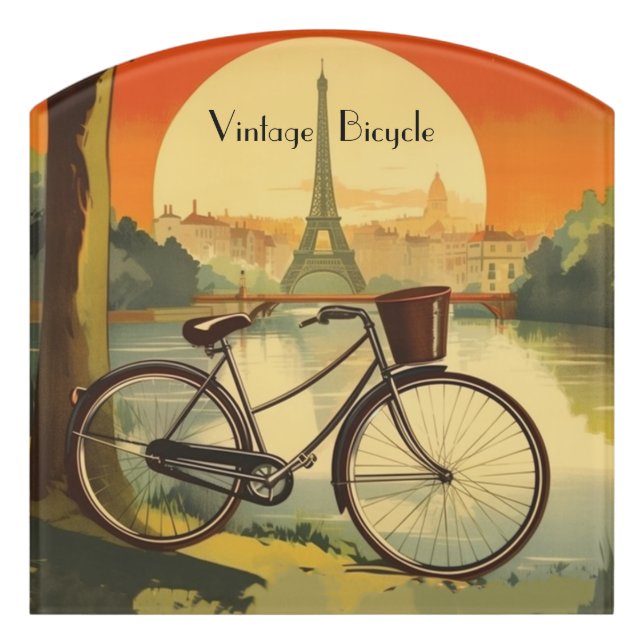Golden Hour Parisian Cycle - Custom Door Sign (Contour Front)
