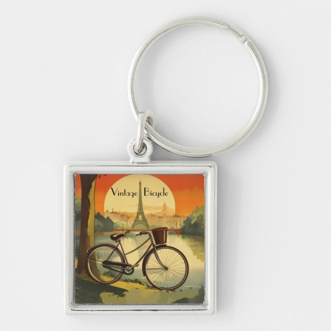 Golden Hour Parisian Cycle - Custom Keychain (Front)