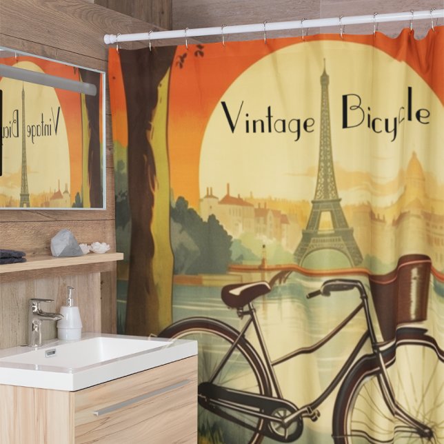 Golden Hour Parisian Cycle - Custom Shower Curtain (Creator Uploaded)