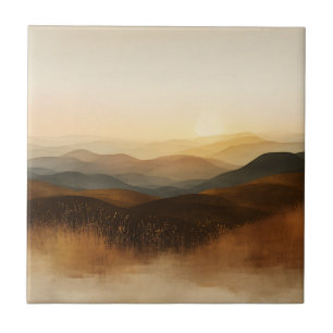 Golden Hour Rolling Hills Sunset Layers Ceramic Tile