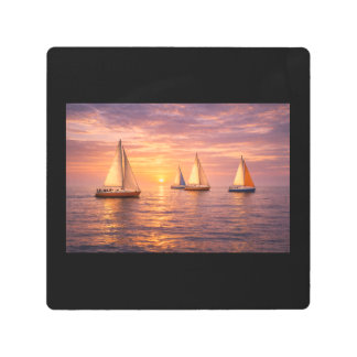 Golden Hour Sailboats Canvas Wall Art | Coastal Su