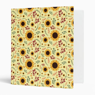 Golden Hour Sunflower   Bright Floral 3 Ring Binder