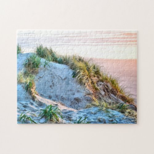 Golden Hour Sunset on Florence Dunes in Oregon Jigsaw Puzzle