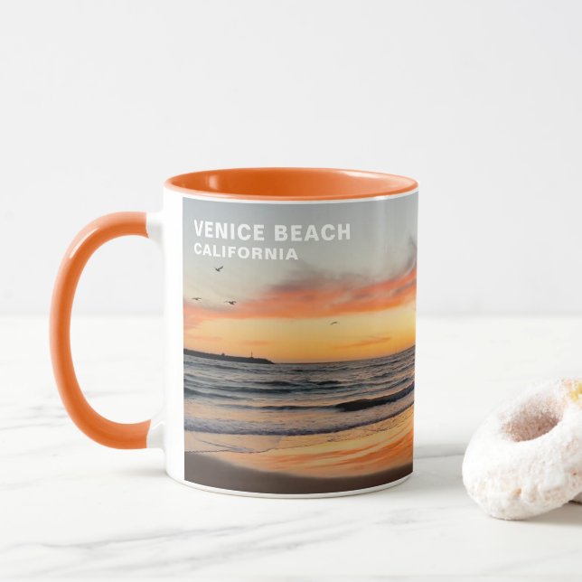 Golden Hour Sunset - Venice Beach, CA Mug (With Donut)