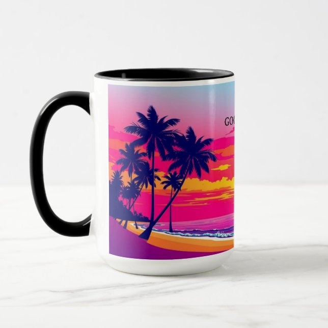 Golden Hour Tropical Island Sunset Personalized Mug (Left)