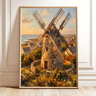 Golden Hour Village Impressionist Wall Art
