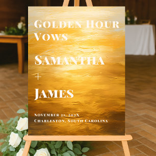 Golden Hour Vows Elegant Fall Wedding Welcome Acrylic Sign