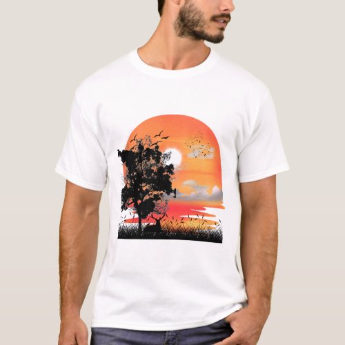 Golden Hour Wildlife Silhouette T-Shirt