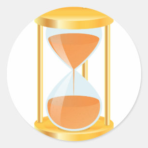 Golden Hourglass Timer with Sand Flow Classic Round Sticker