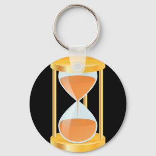 Golden Hourglass Timer with Sand Flow Keychain