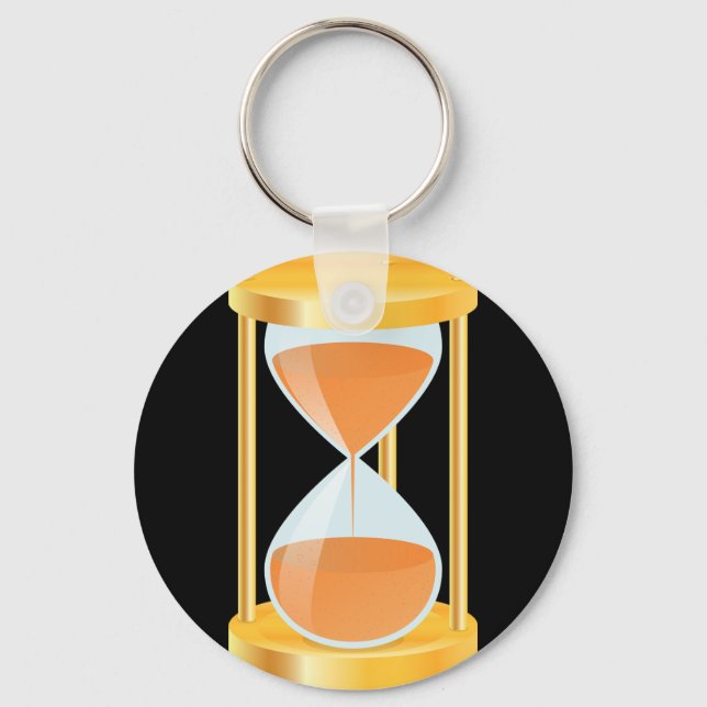 Golden Hourglass Timer with Sand Flow Keychain (Front)