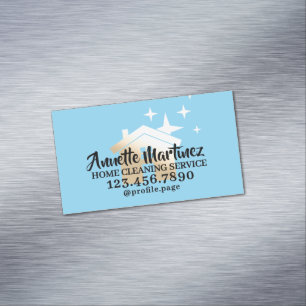 Golden house logo home cleaning business card magnet
