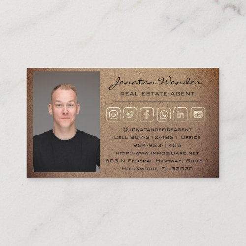 Golden House Social Media Logo Real Estate Agent Business Card