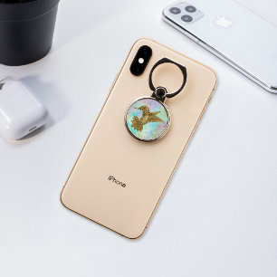 Golden Hummingbird Rainbow Phone Ring Stand