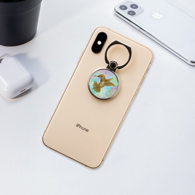 Golden Hummingbird Rainbow Phone Ring Stand (Creator Uploaded)