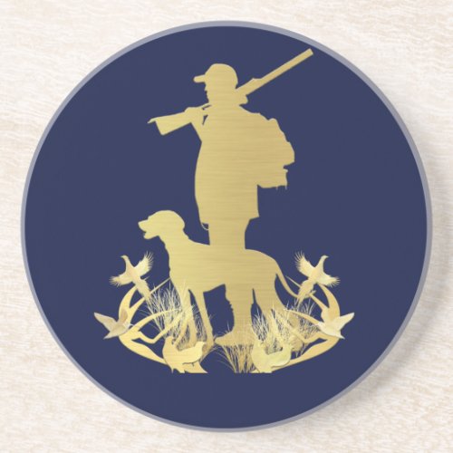 Golden hunter ceramic ornament coaster