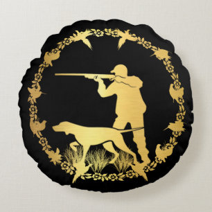 Golden hunter round pillow