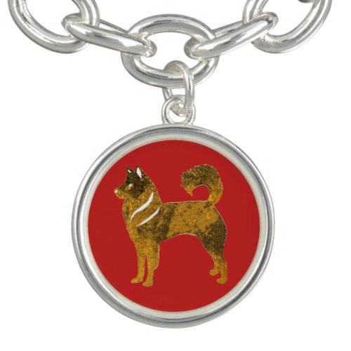 Golden Husky Round Charm Bracelet Silver Plated Charm Bracelet