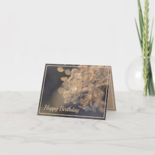 Golden Hydrangea Flowers Winter Card