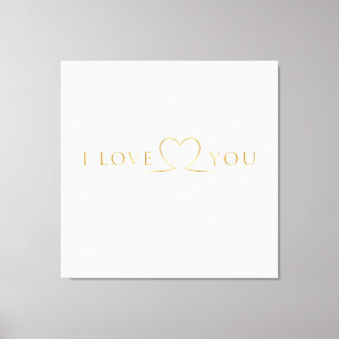 Golden I Love You Typography Canvas Print