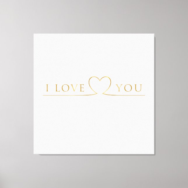 Golden I Love You Typography Canvas Print (Front)