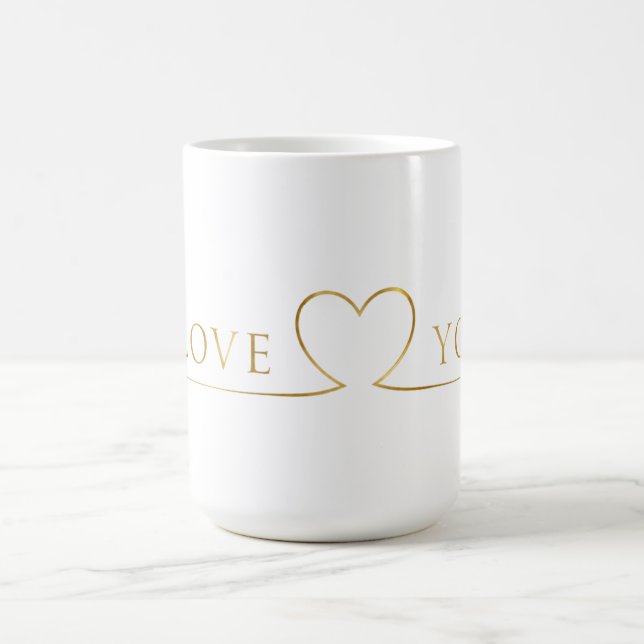 Golden I Love You Typography Coffee Mug (Center)