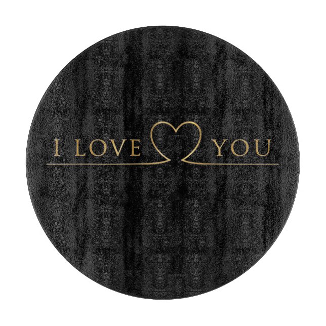 Golden I Love You Typography Cutting Board (Front)