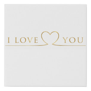 Golden I Love You Typography Faux Canvas Print
