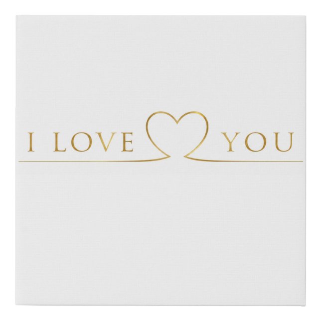 Golden I Love You Typography Faux Canvas Print (Front)