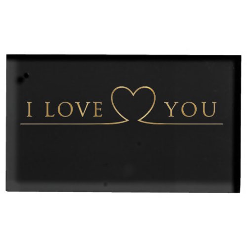 Golden I Love You Typography Place Card Holder