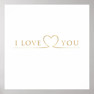 Golden I Love You Typography Poster