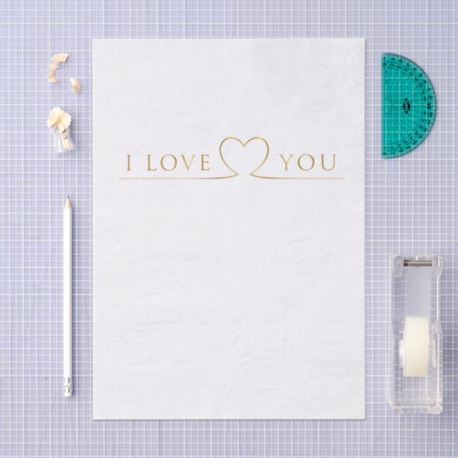 Golden I Love You Typography Tissue Paper (Craft)
