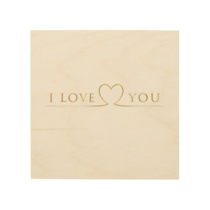 Golden I Love You Typography Wood Wall Art