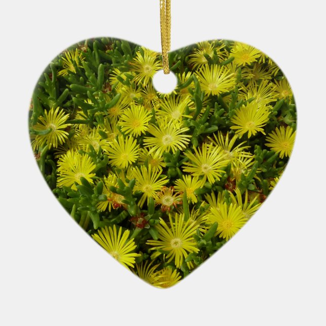 Golden Ice Plant Yellow Flowers Ceramic Ornament (Front)