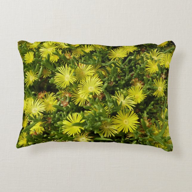 Golden Ice Plant Yellow Flowers Decorative Pillow (Back)