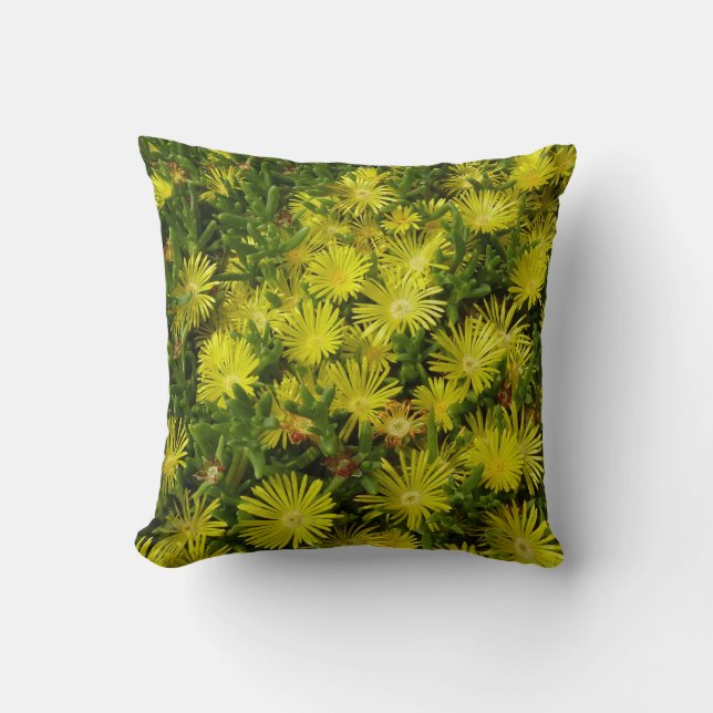 Golden Ice Plant Yellow Flowers Throw Pillow (Front)
