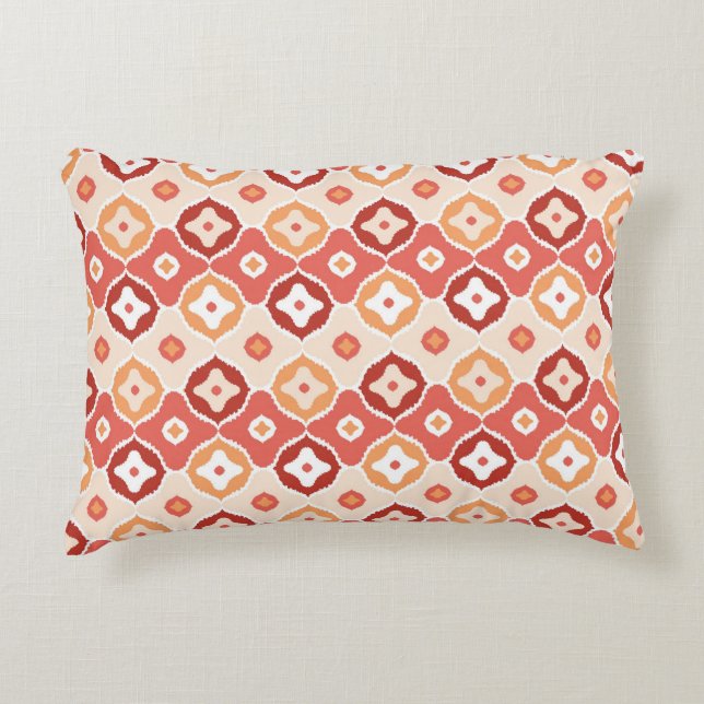 Golden ikat geometric pattern decorative pillow (Front)