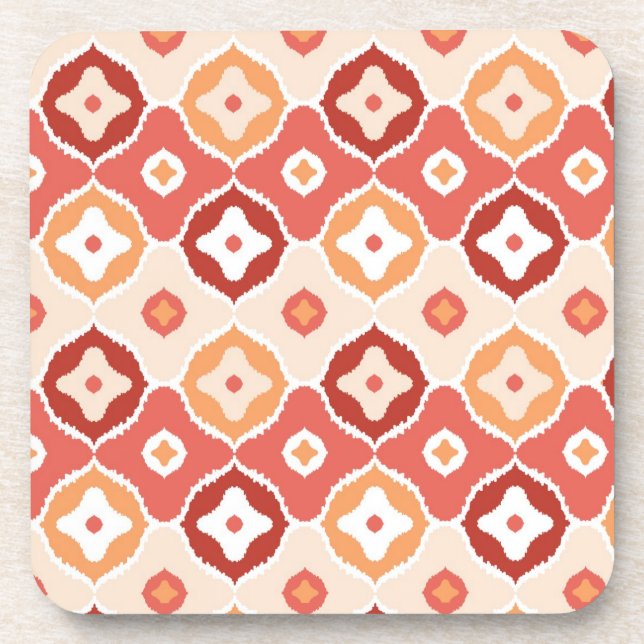 Golden ikat geometric pattern drink coaster (Front)