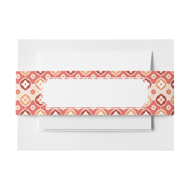 Golden ikat geometric pattern invitation belly band (Front Example)